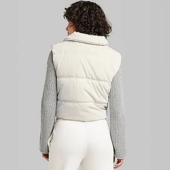 Women's Matte Cropped Puffer Vest - Wild Fable Light Beige - Picture 2 of 7